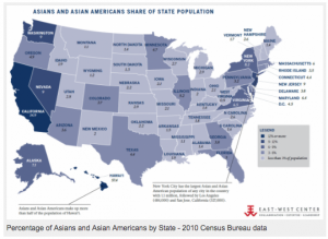 Asian population by State 2010 Census